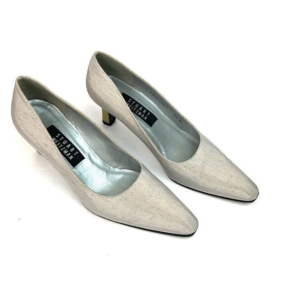 Stuart Weitzman Silver Fabric Pumps US 7,5 - Picture 4 of 15
